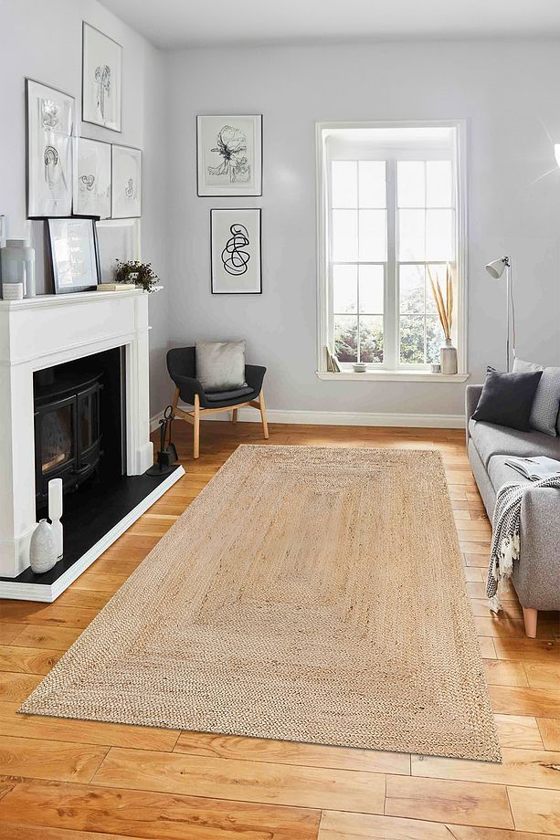 Dijital Kaymaz Taban Jüt Sade Modern Yıkanabilir Yolluk Mutfak Salon Halısı, JÜT-54-KREM, - 2
