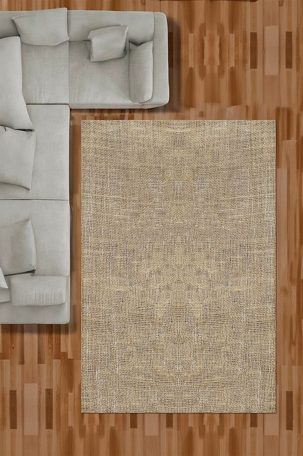 Dijital Kaymaz Taban Taban Sade Jüt Model Yıkanabilir Yolluk Mutfak Salon Halısı, JÜT-49-KREM, - 6