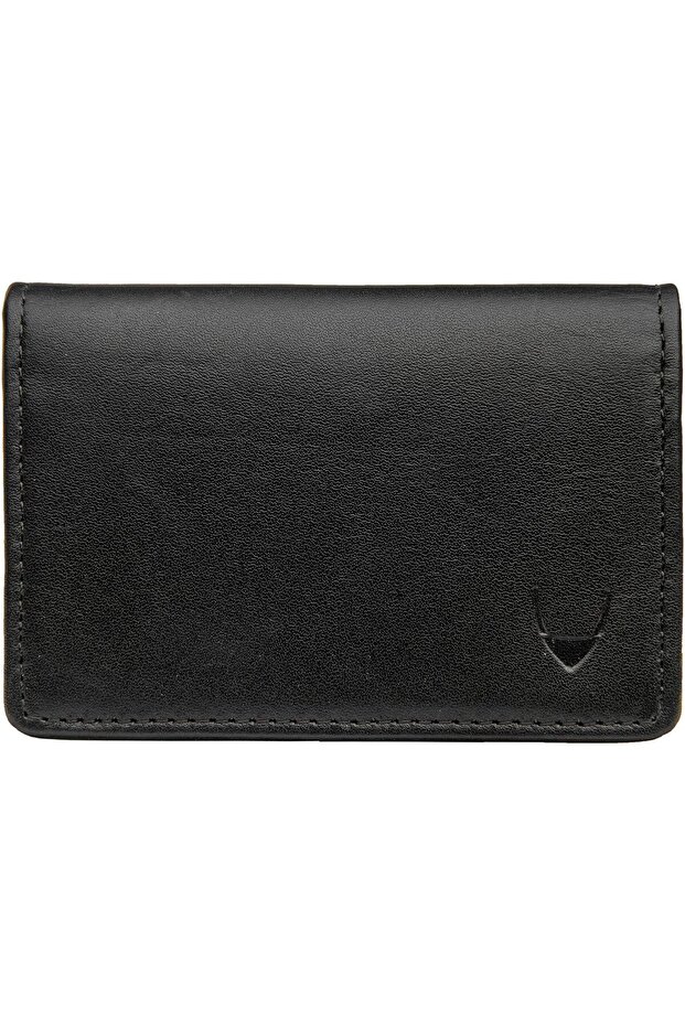 020 Bifold Unisex Card Holder - Genuine Leather, Black - Compact & Stylish, RFID Protection