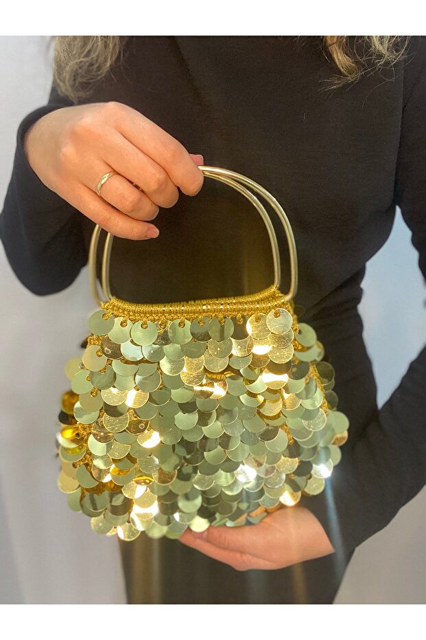 Pullu abiye gold çanta - 3