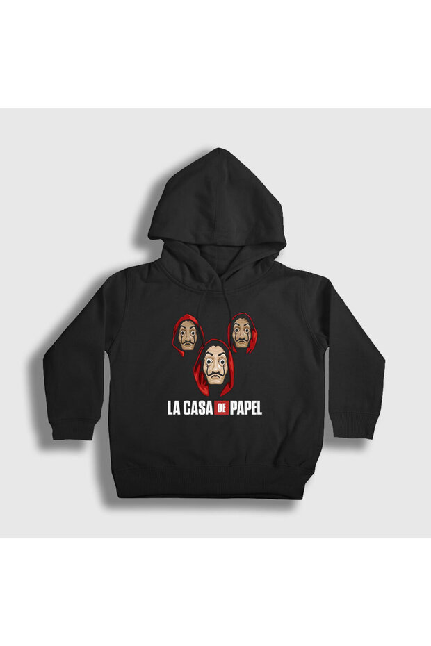 Unisex Kids Black Masks La Casa De Papel Hooded Sweatshirt197722tt