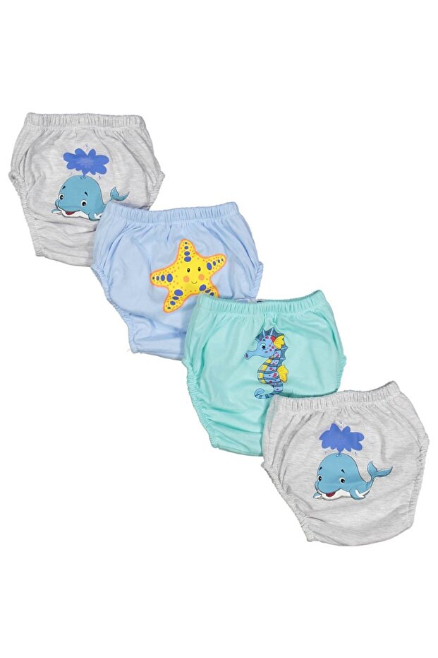 Unisex 1/3 Year Old Animal Printed Sea Exercise Panties
