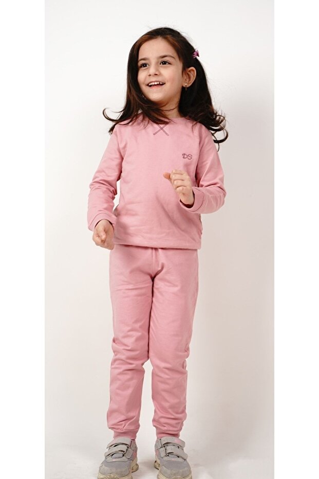 5-8 Years Sweatshirt Set - Basic Cot Detailed - 1