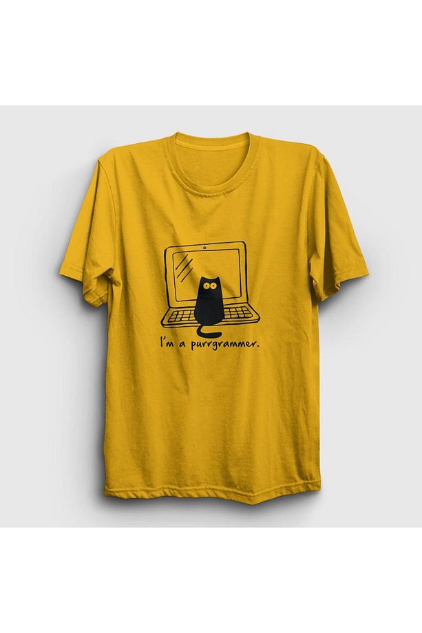 Unisex Sarı Cat Purrgrammer Developer Yazılımcı T-shirt 331370tt - 1
