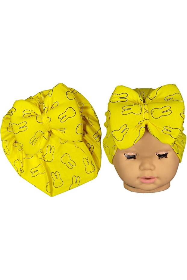 Penye Desenli Çift Kat Fiyonklu 0-12 Ay Bone - 1