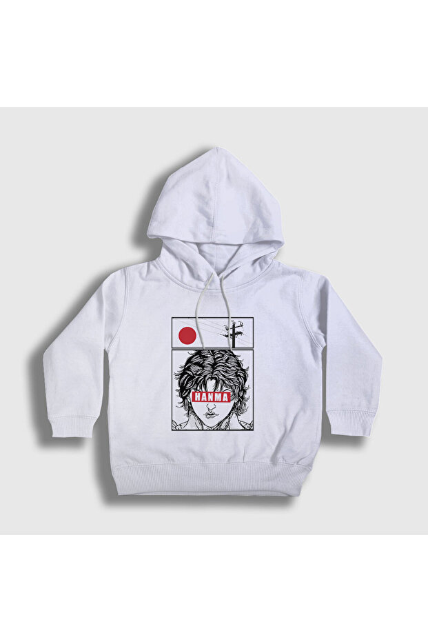 Unisex Kids White Anime Hanma Baki Hooded Sweatshirt319312tt