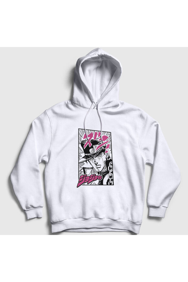 Unisex White Jotaro Kujo Anime Jojo Hooded Sweatshirt321897tt