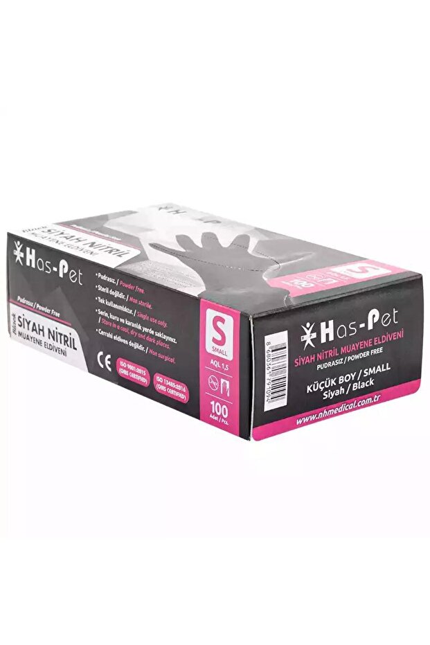 Haspet Siyah Nitril Eldiven S Beden 100lü - 2