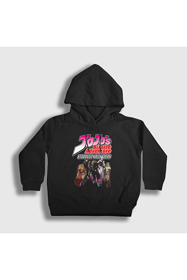 Unisex Kids Black Stardust Crusaders Anime Jojo Hooded Sweatshirt327291tt