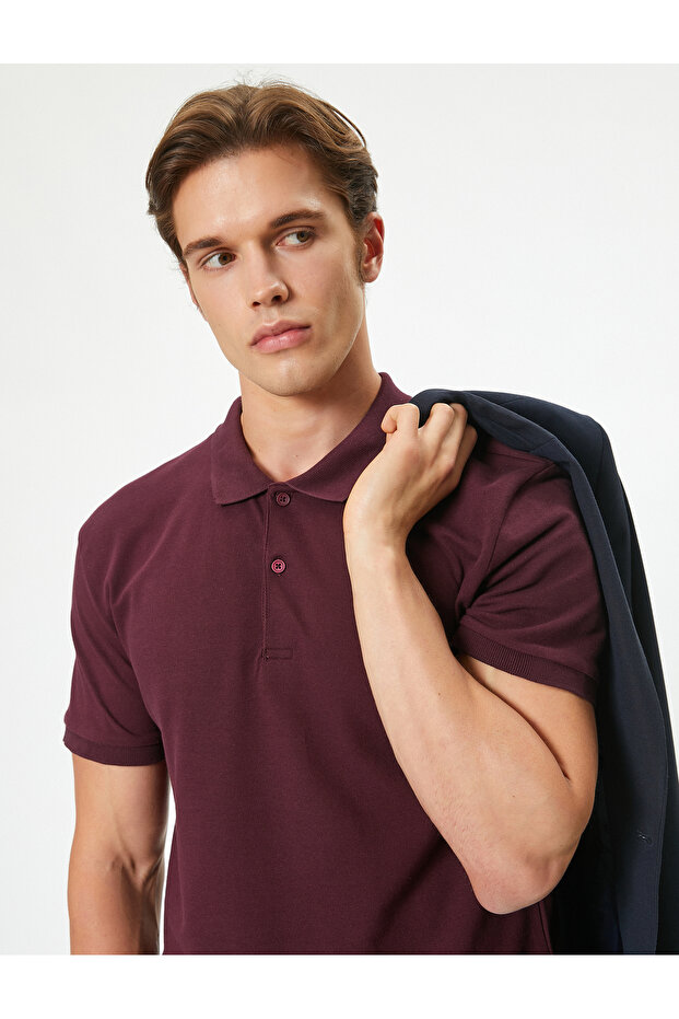 Slim Fit Polo Collar Buttoned Short Sleeve T-Shirt