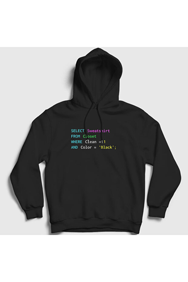Unisex Siyah Select From Closet Developer Yazılımcı Kapüşonlu Sweatshirt 338817tt - 1