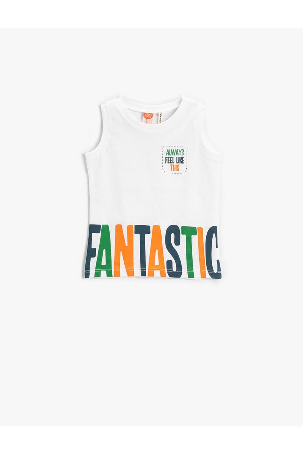 Slogan Printed Athlete Crew Neck Cotton