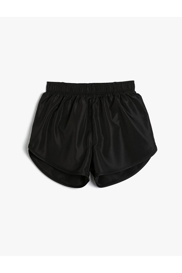 Spor Mini Şort Yüksek Bel Akışkan Kumaş - 1