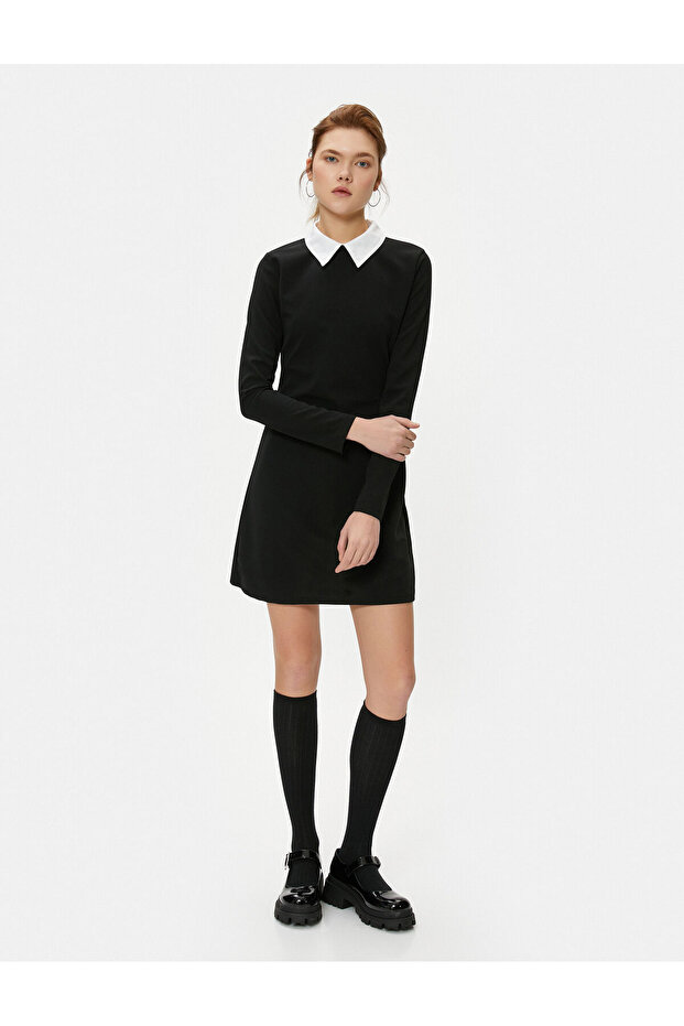 Mini Dress Long Sleeve Shirt Collar A-line
