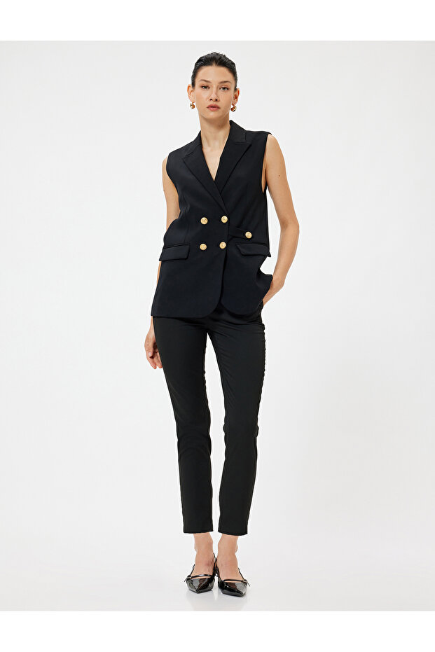 High Waist Cigarette Pants with Pockets Slim Fit
