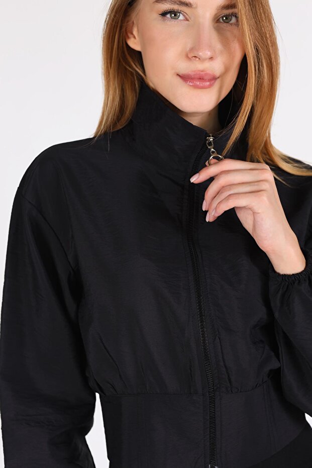 Black Zippered Short Jacket 4296A - 4