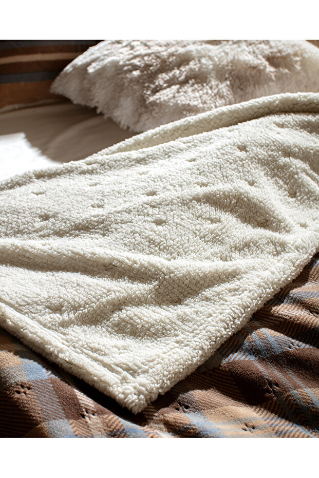 Palloys Sherpa Çift Kişilik Yatak Örtüsü - Bej - 4