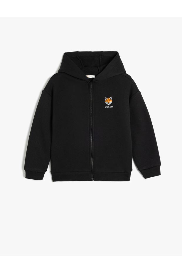 Hooded Sweatshirt Long Sleeve Zipper Closure