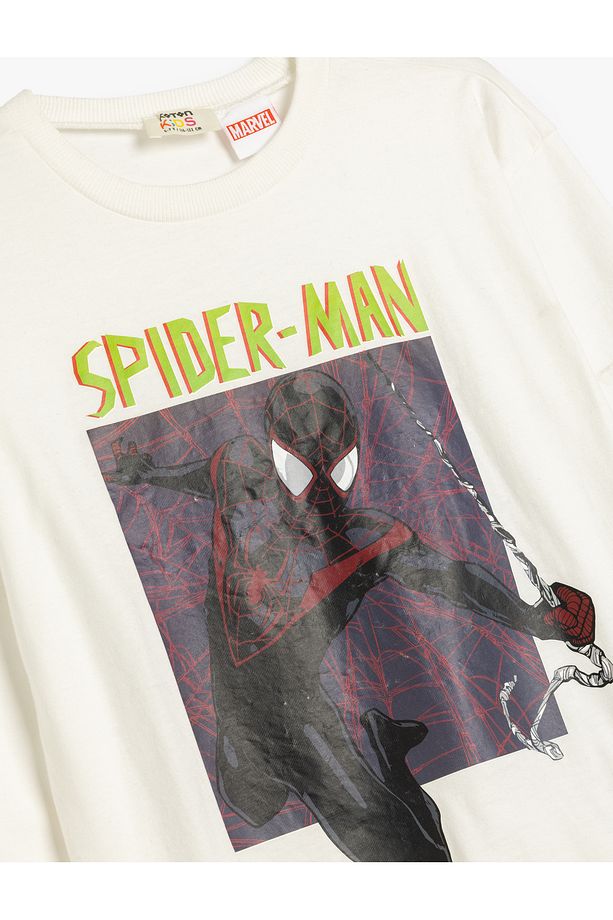 Örümcek Adam Baskılı Pamuklu Uzun Kollu Şardonlu Sweatshirt - 3