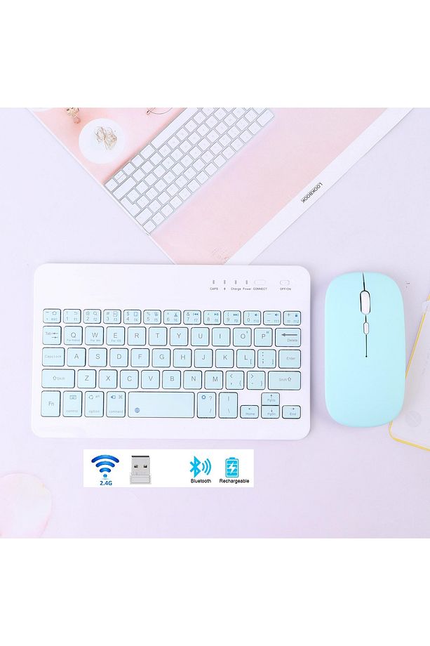 BLUETOOTH + USB WİRELESS KLAVYE MOUSE SETİ SESSİZ ŞARJLI BT+USB MOUSE & KEYBOARD SET - 1