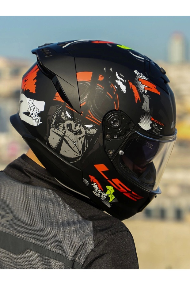 STREAM 2 ANGRY MONKEY MAT SİYAH-KIRMIZI KASK - 2