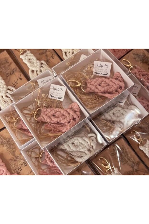 Macrame Keychain 20 Pieces in Colorful Ecru and Powder Colors