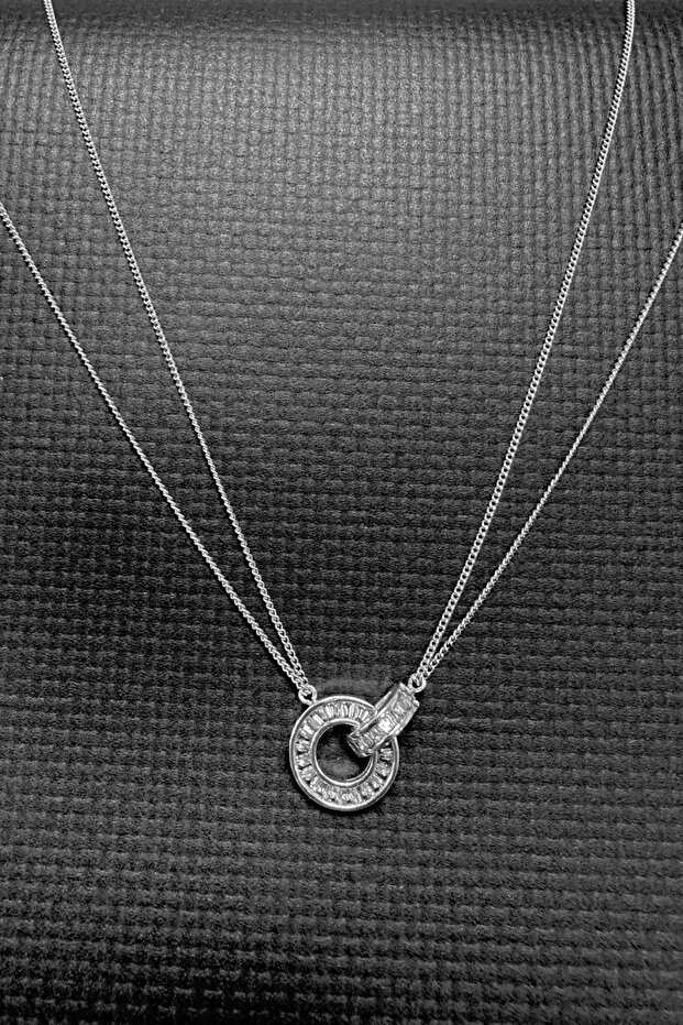 Love Knot Necklace Round Detail Zircon Stone Custom Plated 45cm