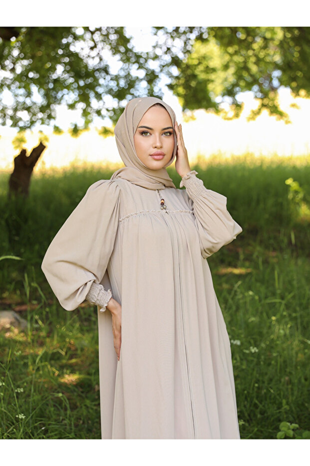 Ankanoor Açık Bej Robalı Ferace Anka255008 - 4