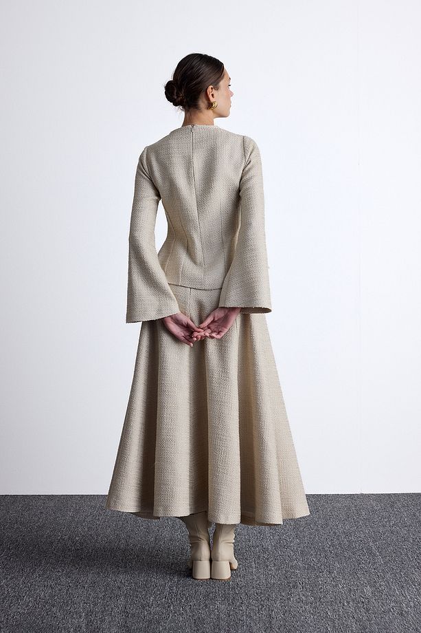 PEPLUM DETAYLI TÜVİT BLUZ BEJ - 6