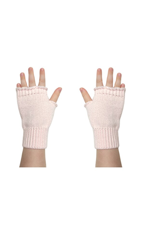 Unisex Çocuk Parmaksız Kışlık Örme Triko Eldiven - 1