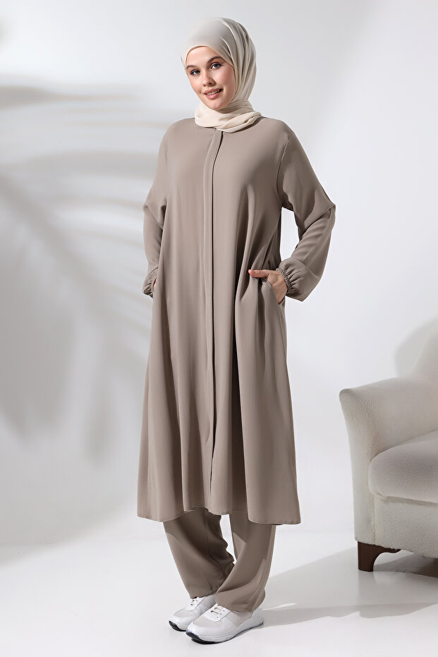 Women's Hajj and Umrah Suit Hijab Double Suit Mink