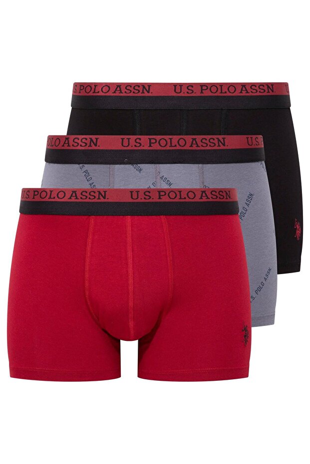 U.S. Polo Assn. 80522 Men's Printed-Claret Red-Black Modal 3-Piece Boxers