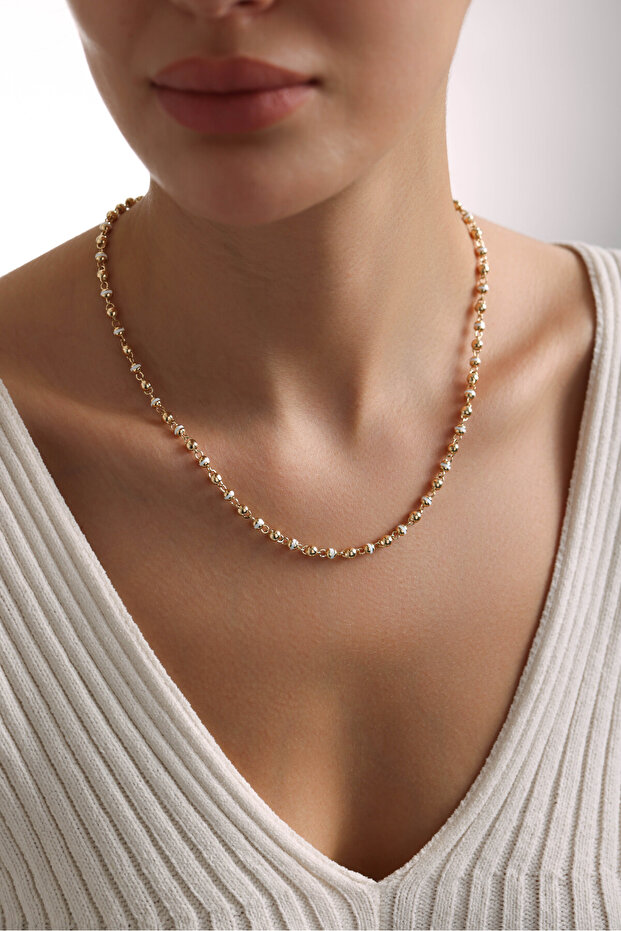 14 Ayar Altın Sfere Mineli Kolye - 1