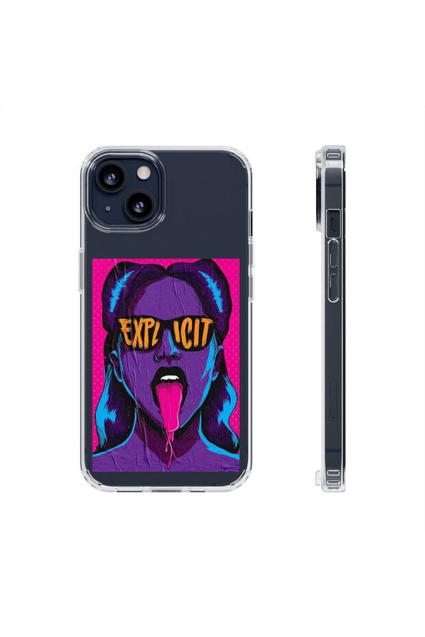 حافظة هاتف آيفون 14 بلس شفافة مطبوع عليها نقوشات شفافة متينة للهاتف - 1