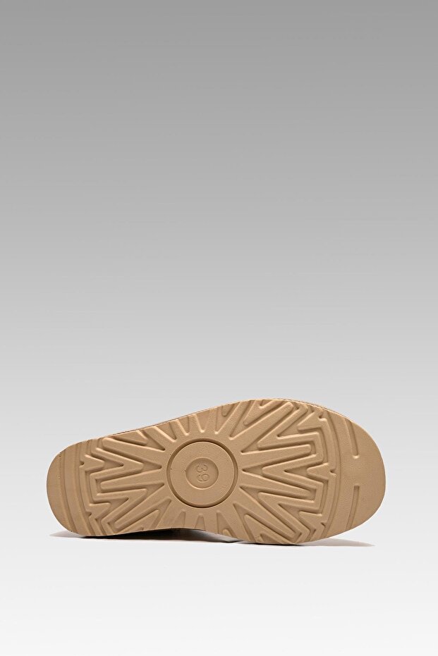 Dámské béžové ultra mini semišové boty s kožešinou uvnitř 3cm BYNDUM01 - 7