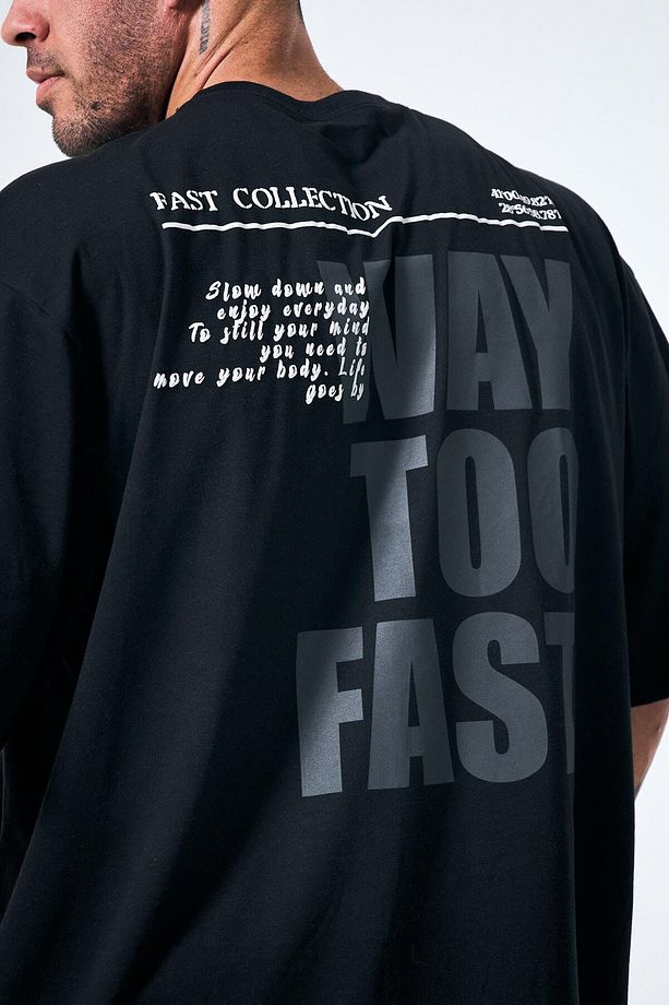 “Way Too Fast” Arka Ve Ön Kabartma Baskılı Oversize - 1