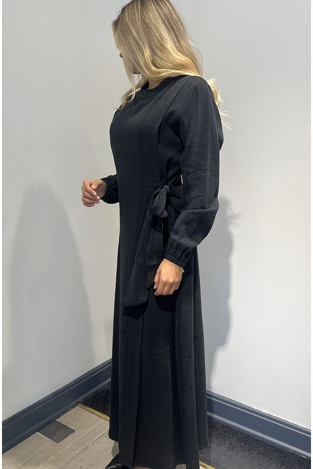 Modal Kumaş Siyah Elbise - 3