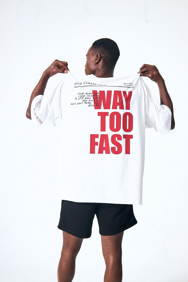 “Way Too Fast” Arka Ve Ön Kabartma Baskılı Oversize - 1
