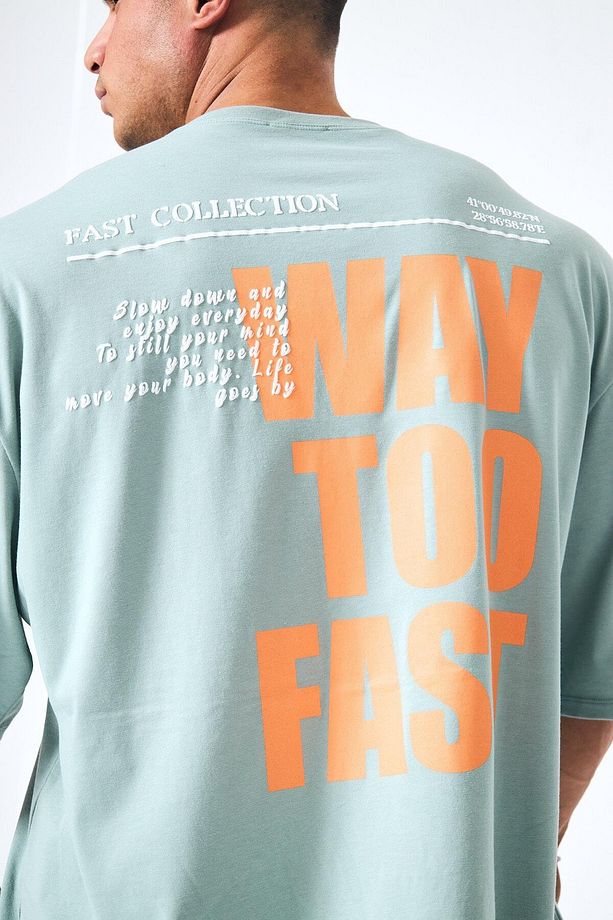 “Way Too Fast” Arka Ve Ön Kabartma Baskılı Oversize - 1
