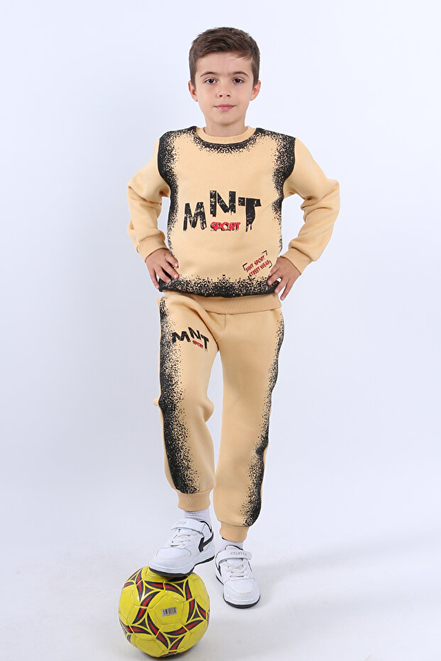 Boy's 3 Thread Tracksuit Set Mnt Printed E18 - 1