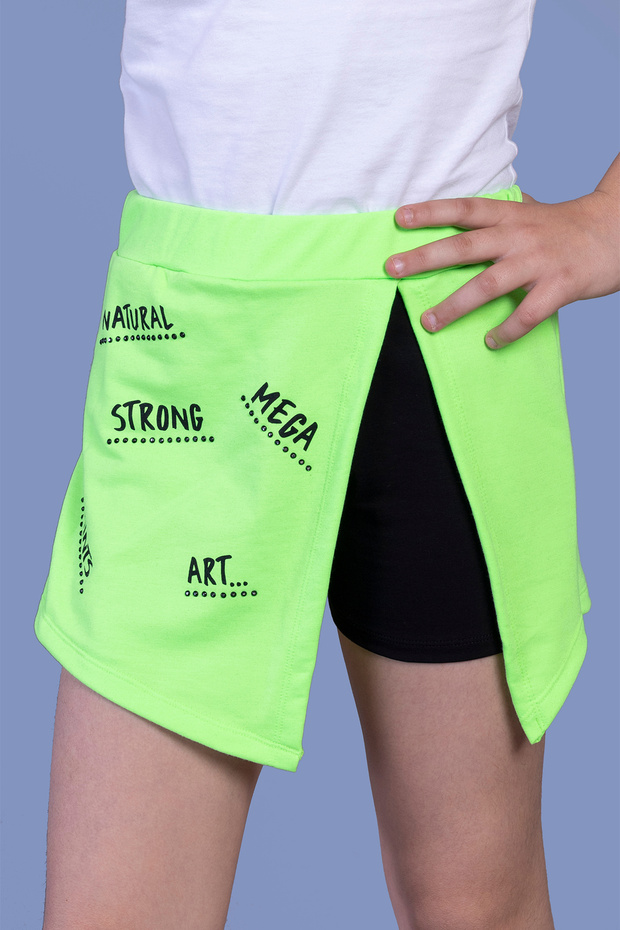 Girl's Garni Detailed Printed Skirt-Looking Shorts