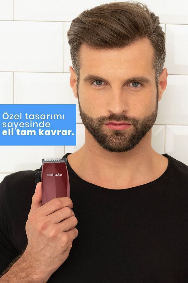 Ruby Sessiz Çalışan Güçlü Motor Paslanmaz Çelik Bıçaklı Kırmızı Saç Ve Sakal Şekillendirme Makinesi - 1