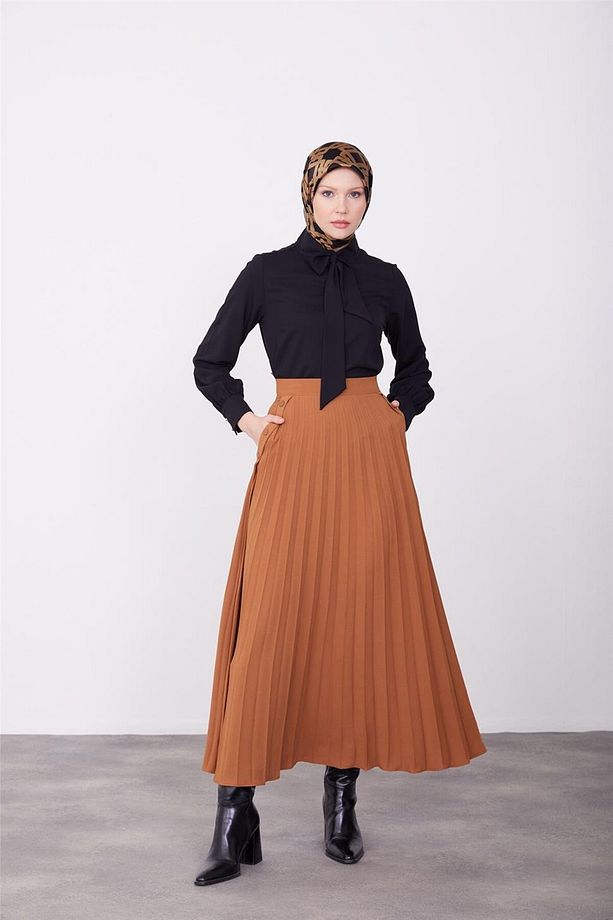 Cepli Ve Piliseli Etek 23k1509 Badem - 1