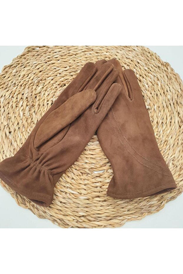 Taba Renk Süet Deri Eldiven - 6