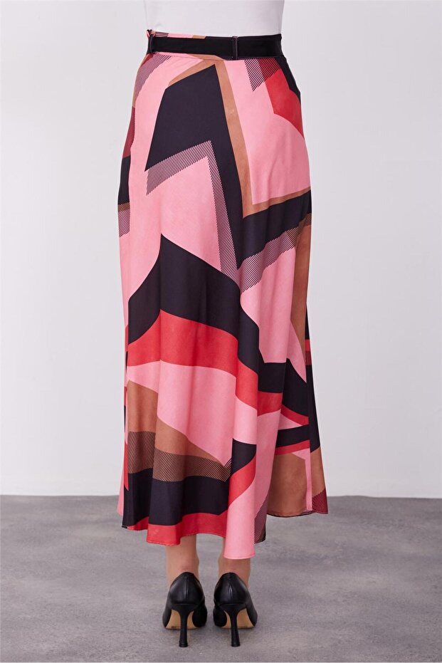 Patterned Light Flared Skirt 23k1419 Cherry - 3