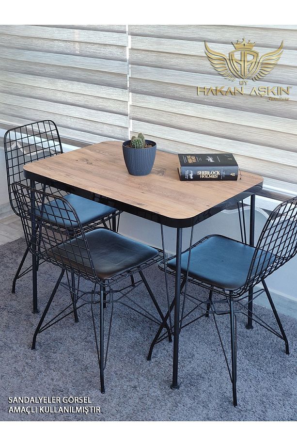 Siyah Metal Ayaklı 60x90 Cm KALINLIKLI (TEK MASA) Eclipse Mutfak - Balkon - Çalışma Masası - 4