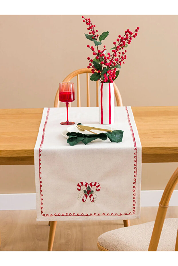 Home Ecru Christmas Themed Runner 45X150 cm