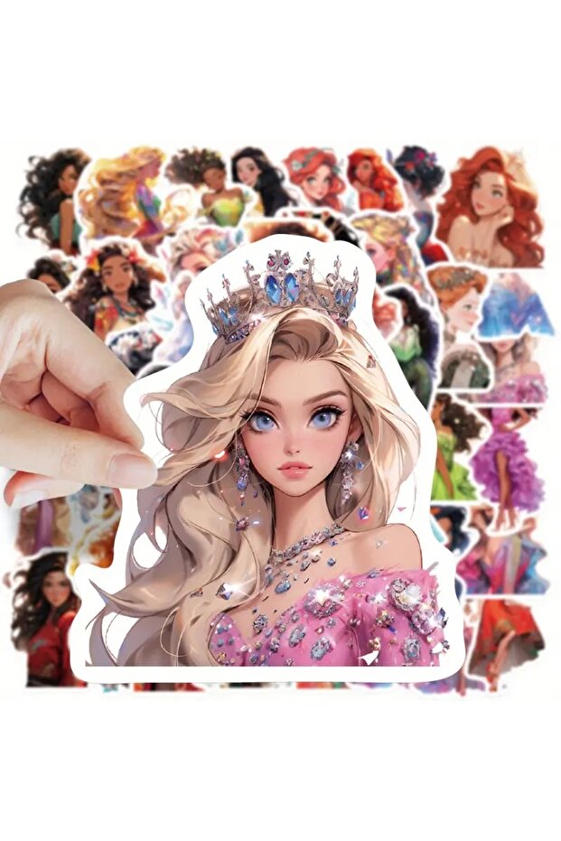 50 Cute Cartoon Anime Princess Stickers Engine Car Helmet Laptop Sticker