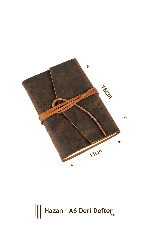 Hazan - El Yapımı Deri Defter - Yumuşak Kapaklı Defter - A6 Orta Boy (10.5 X 14.8) V2 Taba - 2