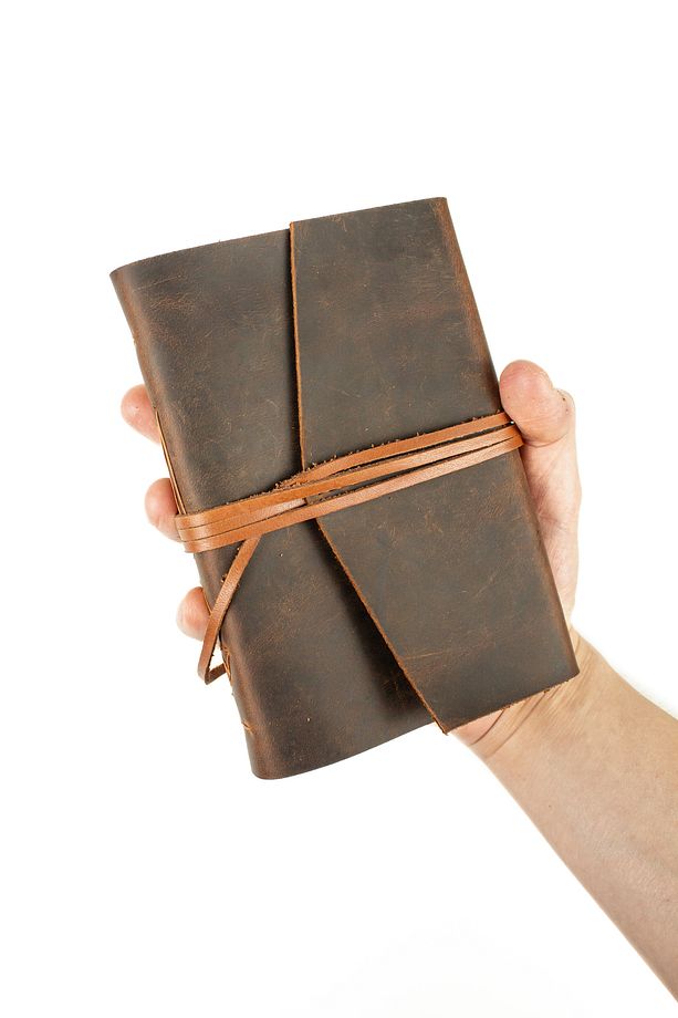 Hazan - El Yapımı Deri Defter - Yumuşak Kapaklı Defter - A6 Orta Boy (10.5 X 14.8) V2 Taba - 1